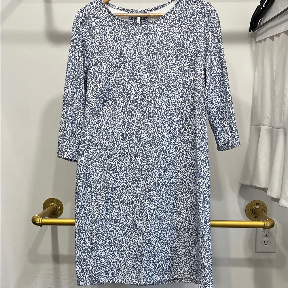 Grey Blue flower Patterned Dress